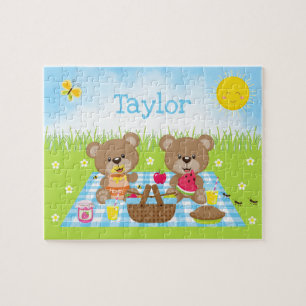 Teddy Bear Picnic Boy Blue Gingham
