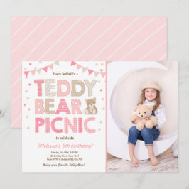 Teddy Bear Picnic Geburtstag Einladung Pink