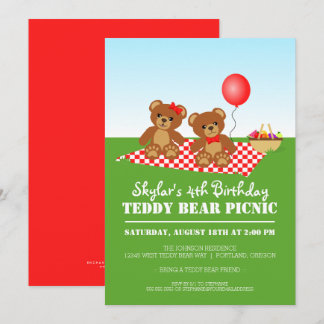 Teddy Bear Picnic Geburtstagsparty Einladung