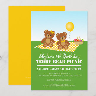 Teddy Bear Picnic Geburtstagsparty Einladung