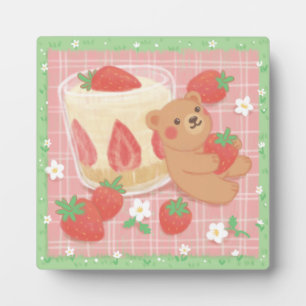 Teddy Bear Picnic mit Erdbeeren Fotoplatte