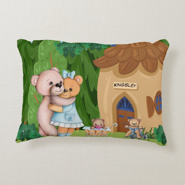Teddy Bear Picnic Village Personalisiert Dekokissen (Rückseite)