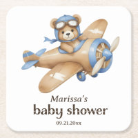 Teddy Bear Pilot Baby Boy Dusche Papier Untersetze