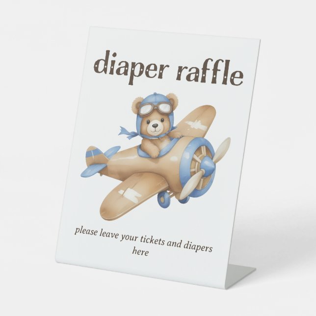 Teddy Bear Pilot Baby Boy Dusche Windelwanne Sockelschild (Vorderseite)