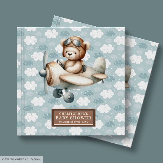 Teddy Bear Pilot Baby shower Livre d'or pour les g (Teddy Bear Pilot Baby Shower Guest Book for Boys)