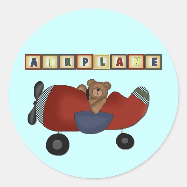 Teddy Bear Pilot Tshirts und Geschenke Runder Aufkleber (Vorderseite)