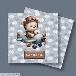 Teddy Bear Pilote Baby shower d'invité Livre bleu 