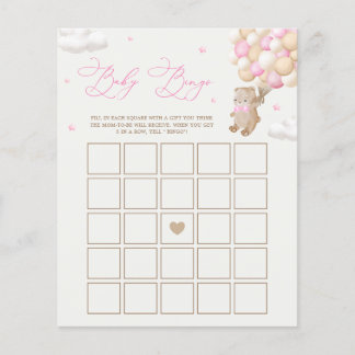 Teddy Bear Pink Baby Dusche Bingo Spiel