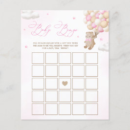 Teddy Bear Pink Baby Dusche Bingo Spiel