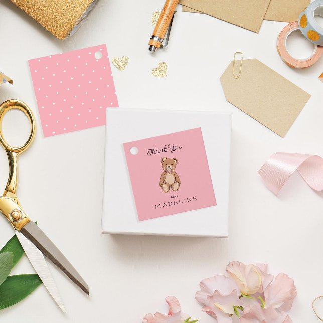 Teddy Bear Pink Baby Dusche Geschenkanhänger (Von Creator hochgeladen)