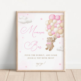 Teddy Bear Pink Baby Dusche Mimosa Bar Poster