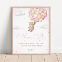 Teddy Bear Pink Baby Dusche Mimosa Bar