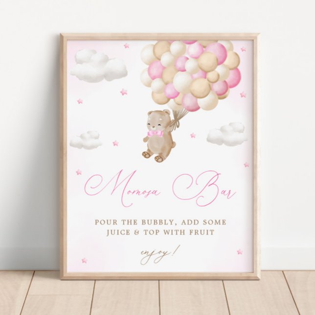 Teddy Bear Pink Baby Dusche Mimosa Bar Poster (Von Creator hochgeladen)