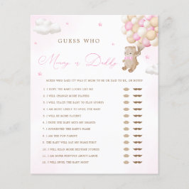 Teddy Bear Pink Baby Shower Mommy oder Daddy Game