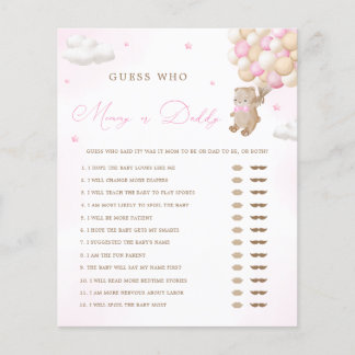 Teddy Bear Pink Baby Shower Mommy oder Daddy Game