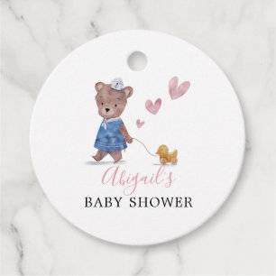 Teddy Bear Pink Babydusche Geschenkanhänger
