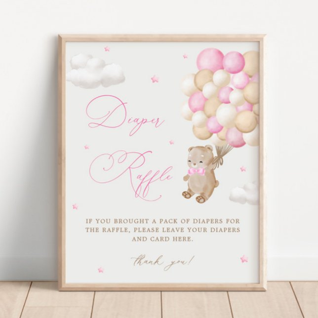 Teddy Bear Pink Babydusche Windelwindeln Poster (Von Creator hochgeladen)