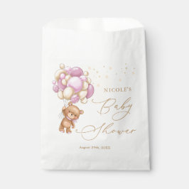Teddy Bear Pink Balloons Baby Dusche Beutel Geschenktütchen