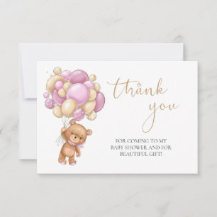 Teddy Bear Pink Balloons Babydusche Vielen Dank