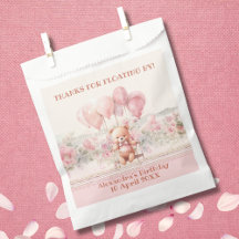 Teddy Bear Pink Balloons Girl's Birthday Vielen Da