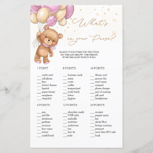 Teddy Bear Pink Balloons Was ist in eurem Purse Ga