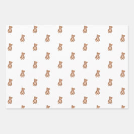 Teddy Bear Pink Bow Baby Dusche Geschenkpapier Set