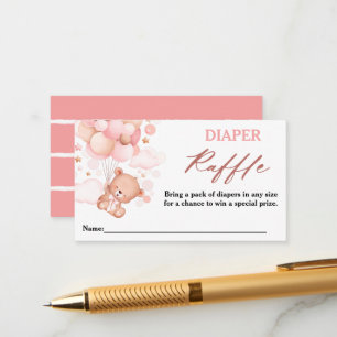 Teddy Bear Pink Diaper Raffel warten Begleitkarte