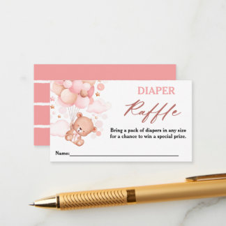 Teddy Bear Pink Diaper Raffel warten Begleitkarte