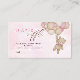 Teddy Bear Pink Diaper Raffle Begleitkarte