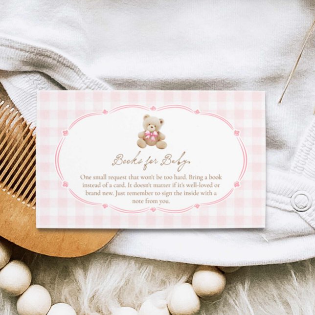Teddy Bear Pink Gingham Books for Baby Begleitkarte (Teddy Bear Pink Plaid Books for Baby Card)