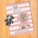 Teddy Bear Pink Girl's Personalized Room  Babydecke<br><div class="desc">This design may be personalized in the area provided by changing the photo and/or text. Or it can be customized by clicking Personalize this Template and then choosing the click to customize further option and delete or change the color of the background, add text, change the text color or style,...</div>