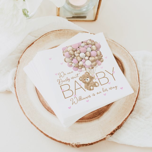 Teddy Bear Pink Heart & Balloon Baby Girl Dusche Serviette (Von Creator hochgeladen)