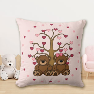 Teddy Bear Pink Heart Tree Kissen