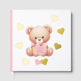 Teddy Bear Pink Hearts Foil Guestbook Gästebuch