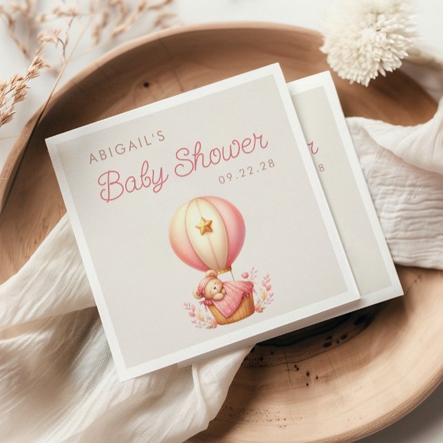 Teddy Bear Pink Hot Air Ballon Girl Baby Dusche Serviette (Von Creator hochgeladen)