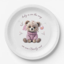 Teddy Bear pink jumper Happy Baby Shower