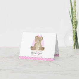 Teddy Bear Pink Kariert Baby Dusche Vielen Dank Dankeskarte