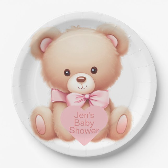 Teddy Bear Pink Pappteller (Vorderseite)