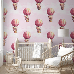 Teddy Bear Pink Pattern Baby Kinderzimmer Room Tapete