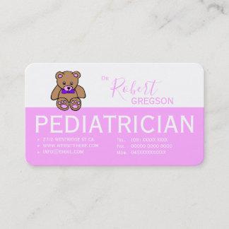 Teddy Bear Pink Pediatrician Carte de rendez-vous