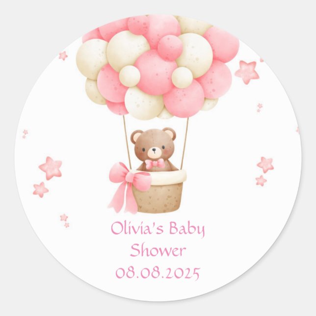 TEDDY BEAR PINK  RUNDER AUFKLEBER (Vorderseite)