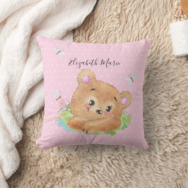 Teddy Bear Pink Theme Baby Girl Duschgeschenk Kissen (Decke)