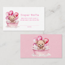 Teddy Bear Pink Tub und Balloon Girl Diaper Raffle