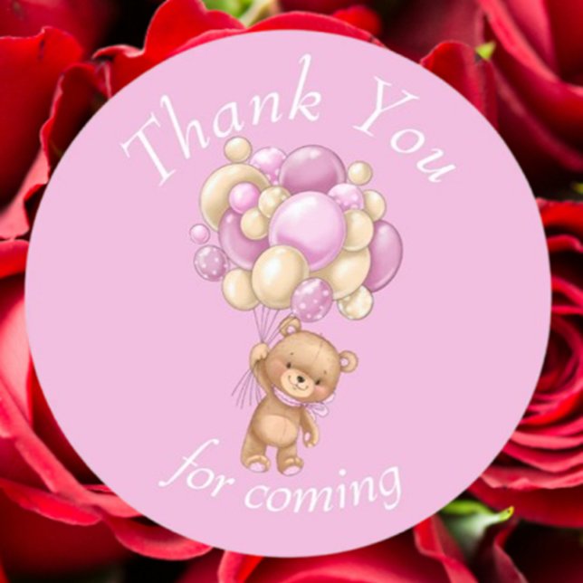 Teddy Bear Pink vielen Dank Runder Aufkleber (Express heartfelt gratitude with our Teddy Bear Pink thank you stickers)