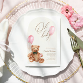 Teddy Bear Pink wir können frühzeitig abwarten Bab Einladung