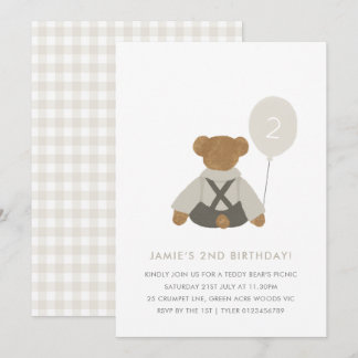 Teddy Bear Pique-nique bébé Invitation d'anniversa
