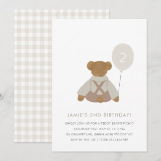 Teddy Bear Pique-nique bébé Invitation d'anniversa