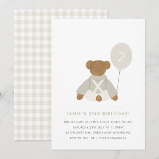 Teddy Bear Pique-nique bébé Invitation d'anniversa
