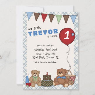 Teddy Bear Pique-nique Invitation Anniversaire