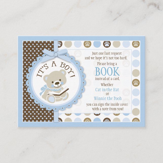 Teddy Bear Polka Dots Bringen Sie eine Buchkarte m Begleitkarte (Vorderseite)